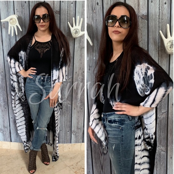dina aziza Sweaters - Last 1 New Boho Tie-Dye Cardi-Wrap Kimono